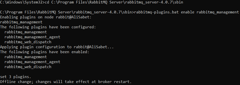 cmd rabbitmq management